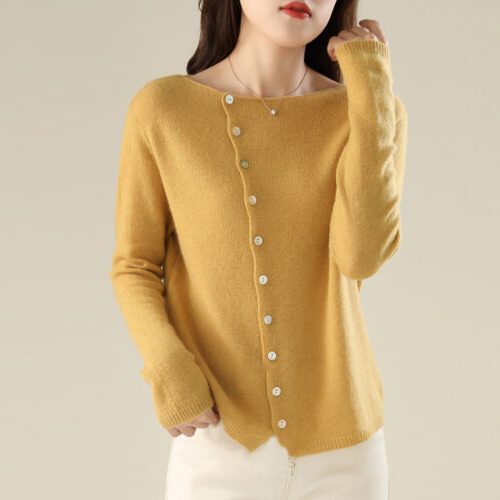 Eulalie | Women's Fine Knit Crew Neck Button Cardigan