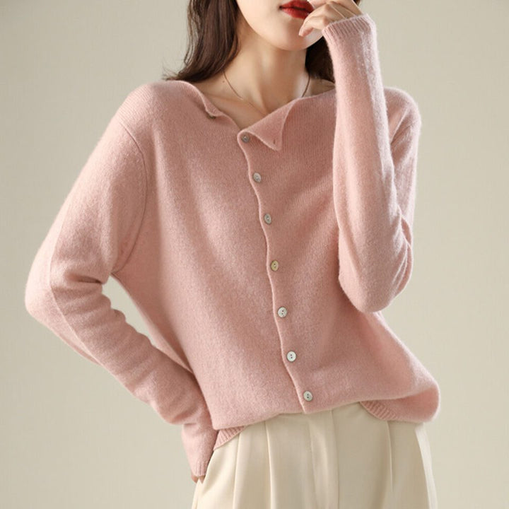 Eulalie | Women's Fine Knit Crew Neck Button Cardigan