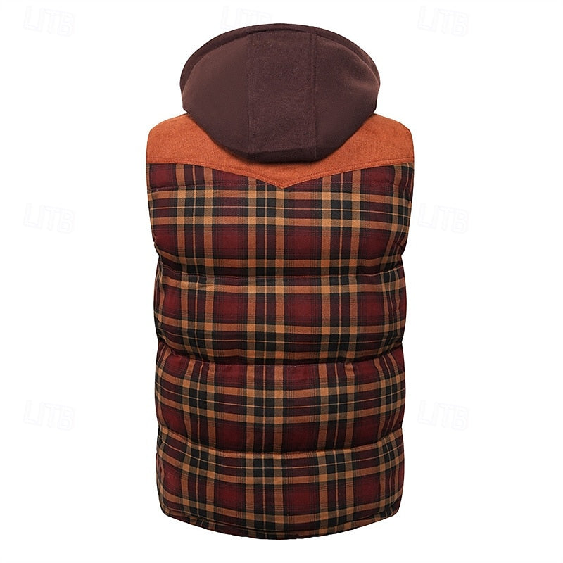 Keaton | Men's Hooded Quilted Gilet Padded Checked Body Warmer