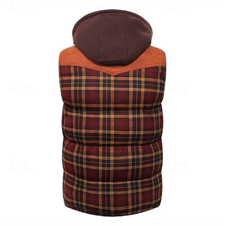Keaton | Men's Hooded Quilted Gilet Padded Checked Body Warmer