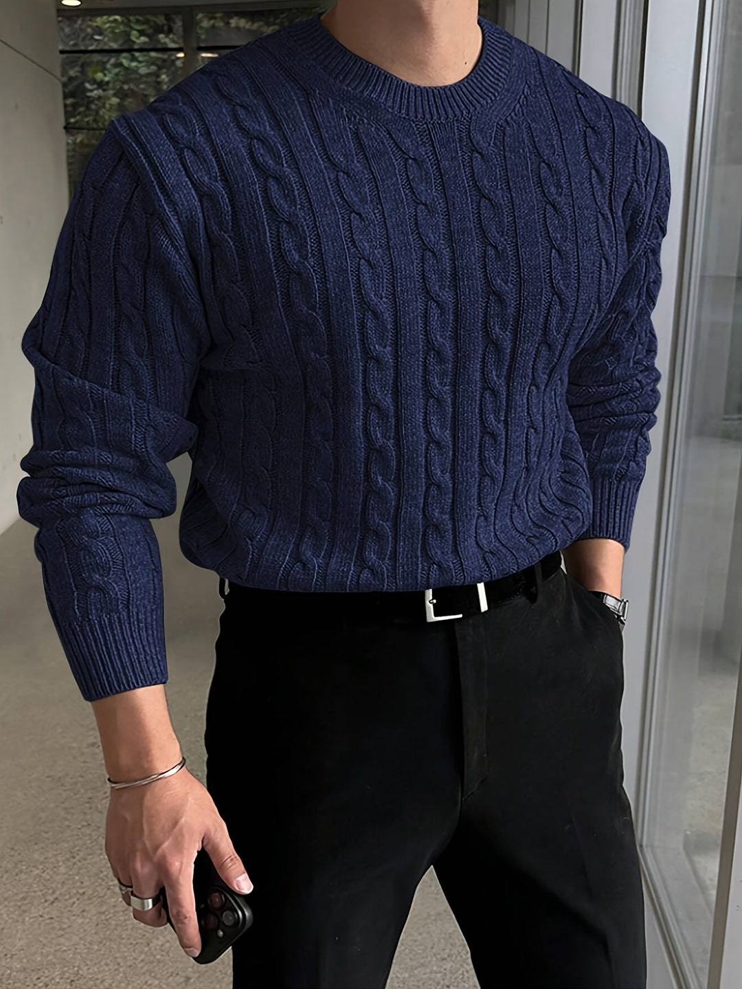 Jonas | Men's Cable Knit Jumper Crew Neck Long Sleeve