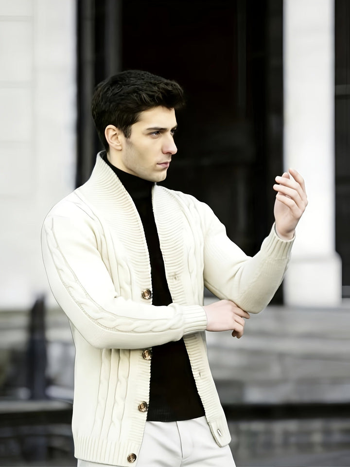 Donovan | Men's Cable Knit Cardigan Button Front Long Sleeve