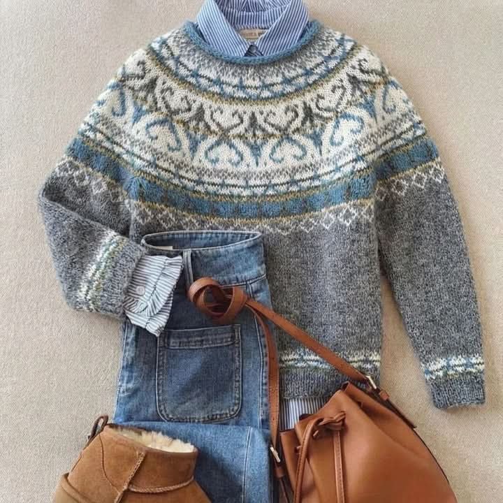 Helena | Women's Nordic Pattern Knitted Jumper Relaxed Fit