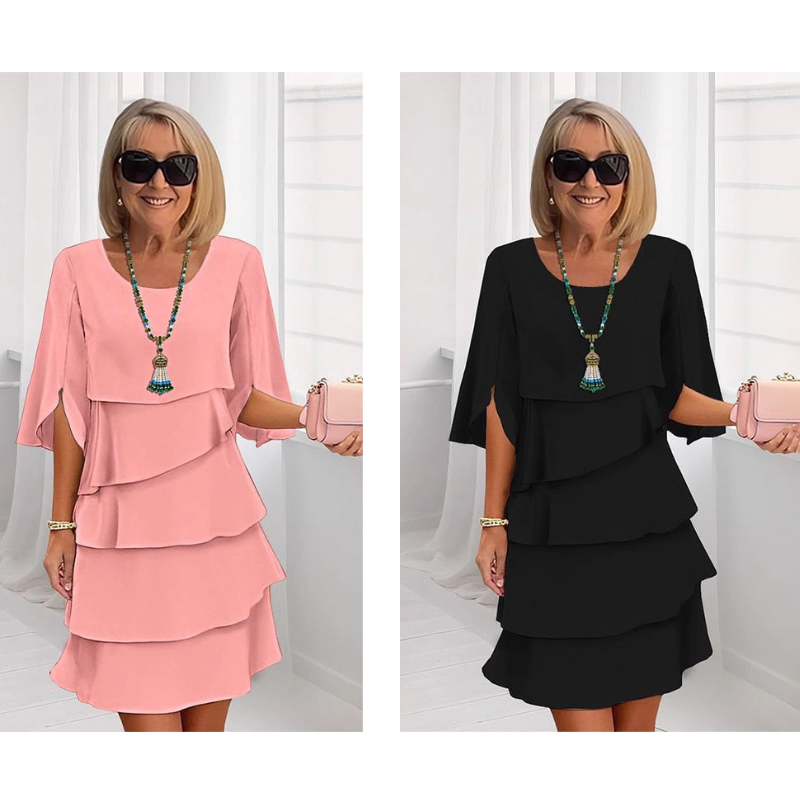 Seraphina | Women's Layered Midi Dress Puff Sleeves