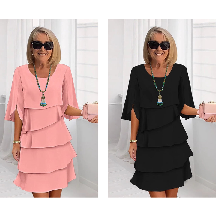 Seraphina | Women's Layered Midi Dress Puff Sleeves