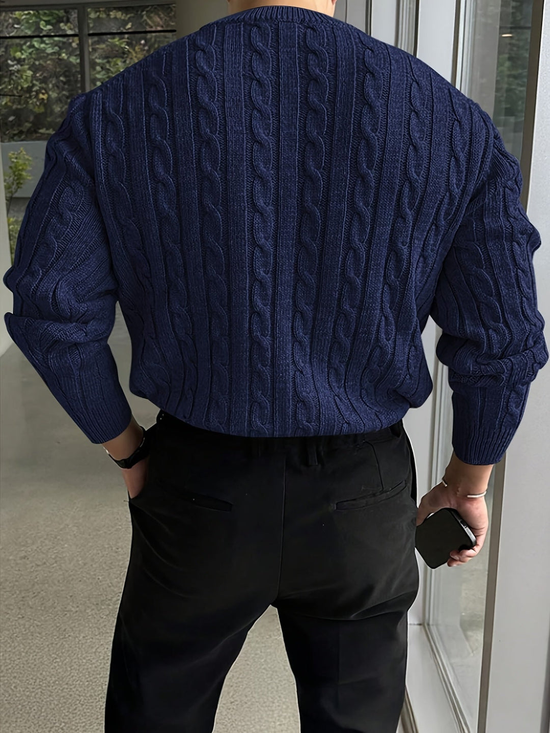 Preston | Men's Chunky Cable Knit Jumper Crew Neck Twisted