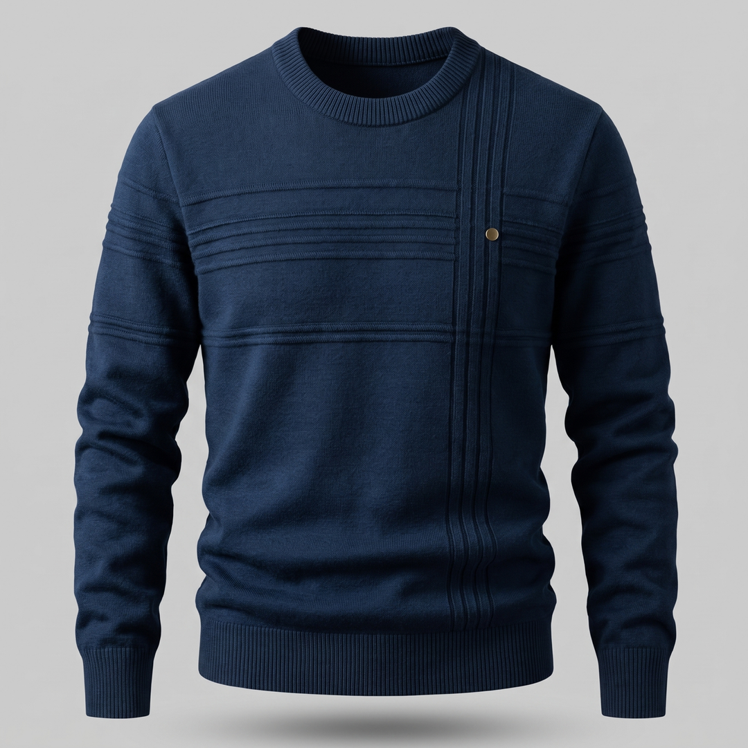 Matthias | Men's Cotton Crew Neck Knitted Jumper Ribbed Cuffs