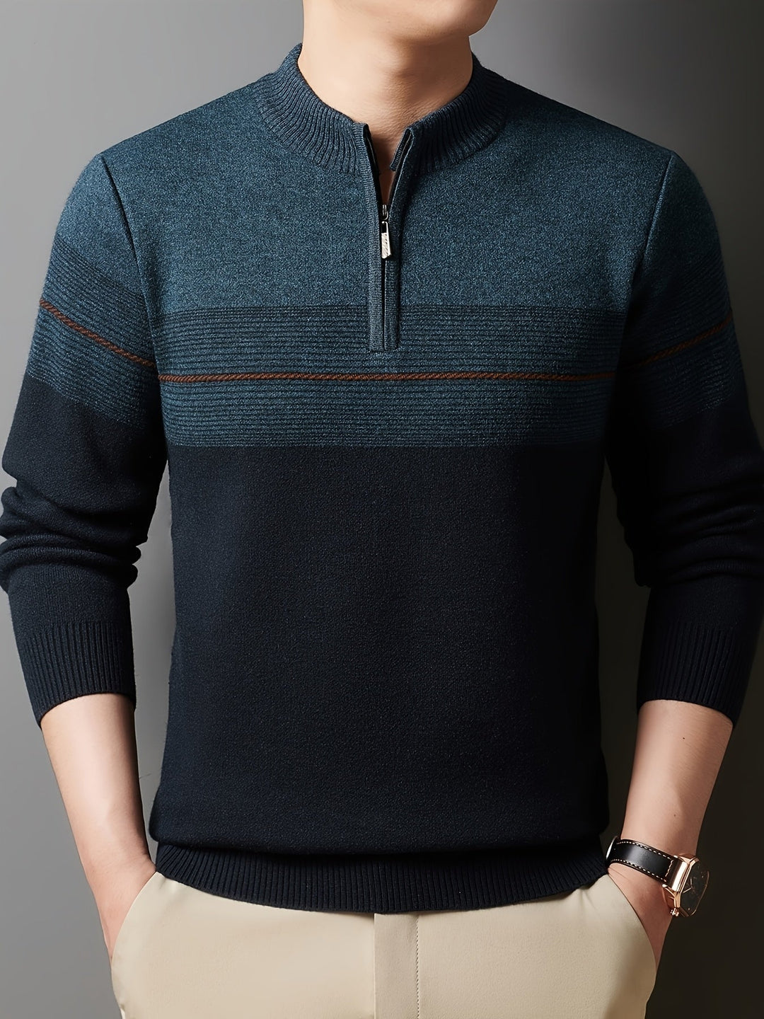 Oscar | Men's Knitted Zip Neck Jumper Long Sleeve
