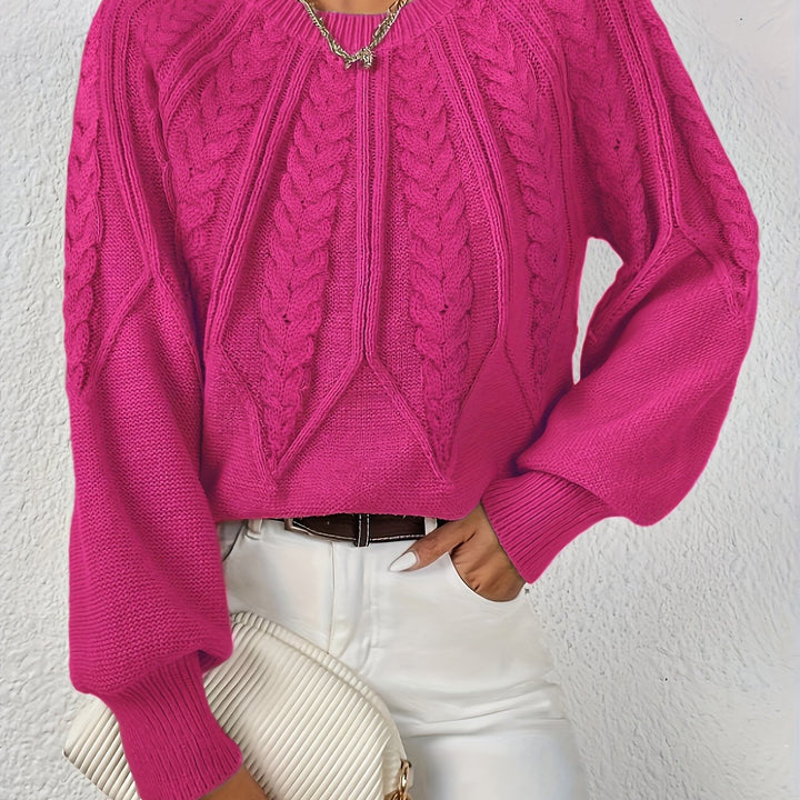 Hannah | Women's Cable Knit Jumper Voluminous Sleeves Wool Blend