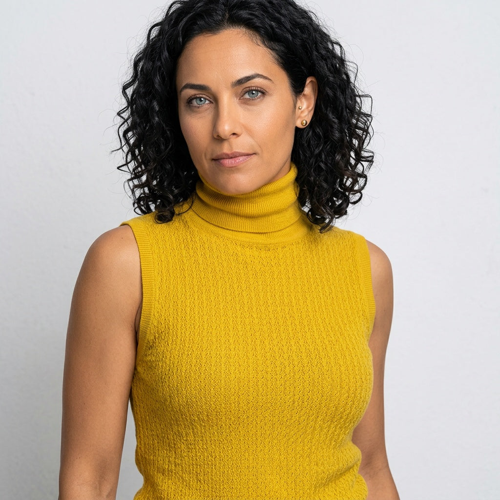Margot | Women's Sleeveless Roll Neck Knit Top Textured Slim Fit