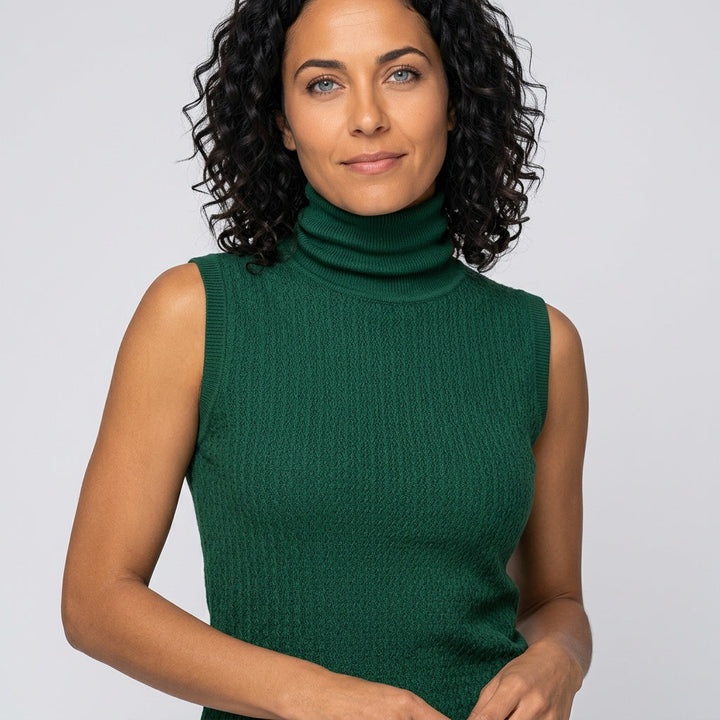 Margot | Women's Sleeveless Roll Neck Knit Top Textured Slim Fit