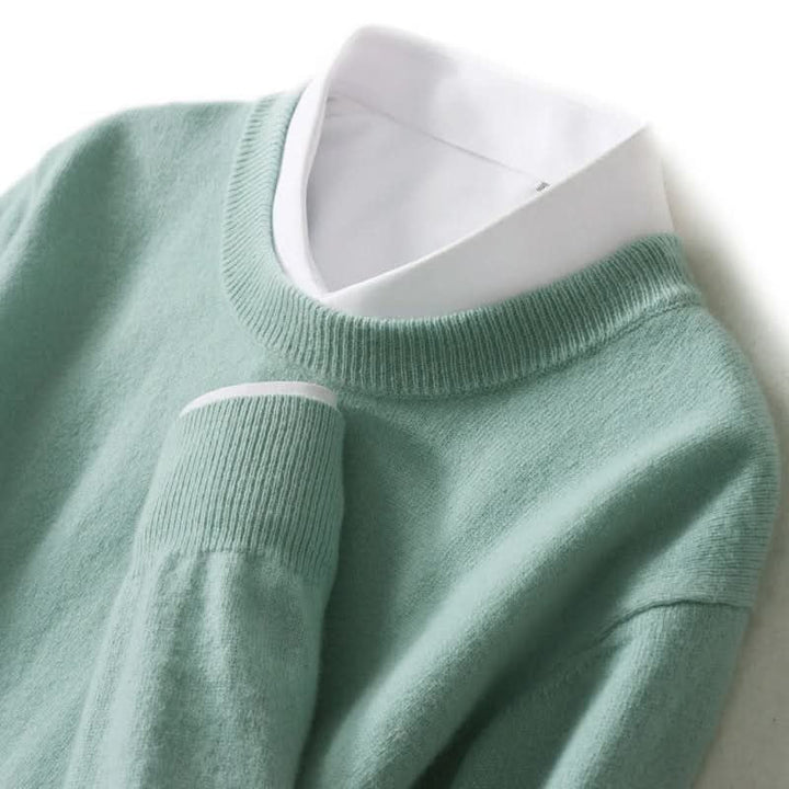 Elian | Men's Cashmere Fine Knit Jumper Ribbed Trims