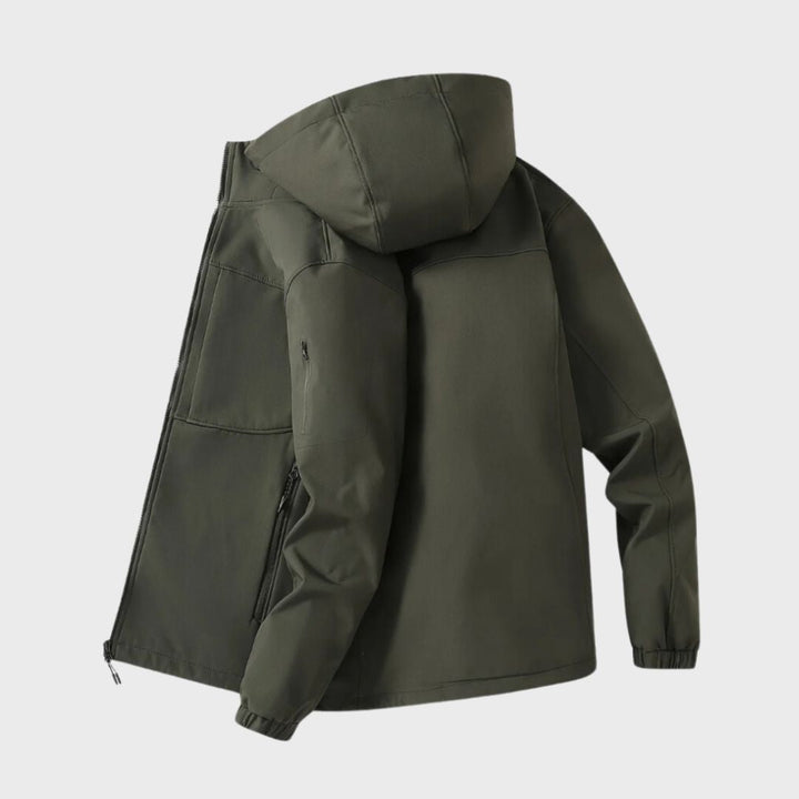 Simon | Men's Lightweight Hooded Rain Jacket Zip-Up Utility Pockets