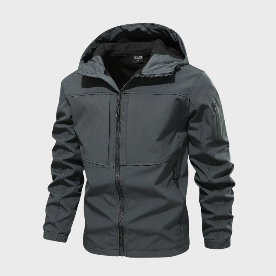 Simon | Men's Lightweight Hooded Rain Jacket Zip-Up Utility Pockets