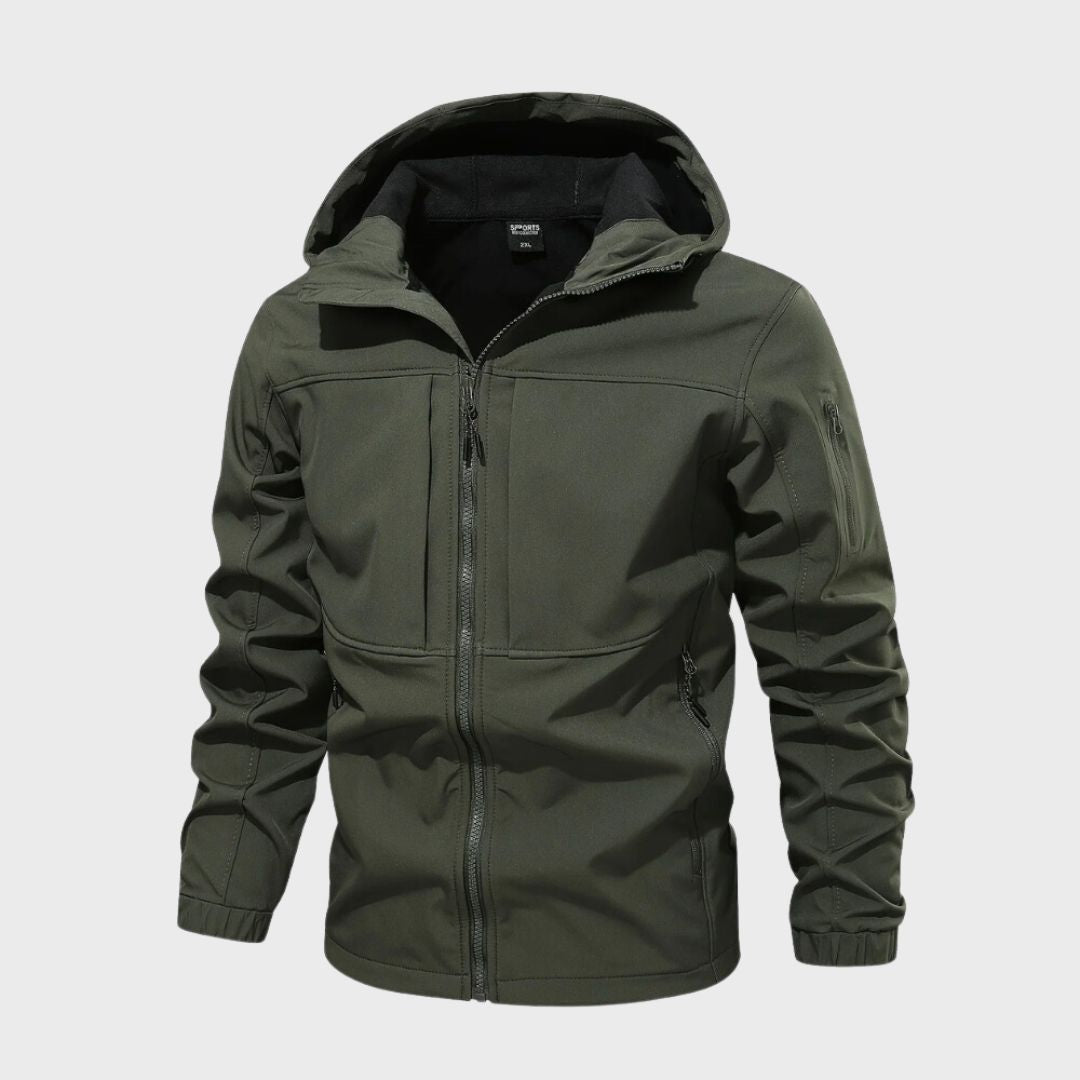 Simon | Men's Lightweight Hooded Rain Jacket Zip-Up Utility Pockets