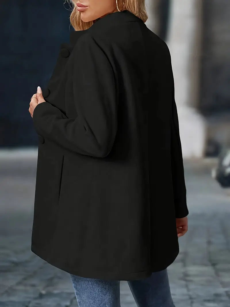 Rose | Women's Longline Stand-Collar Blazer Covered Buttons