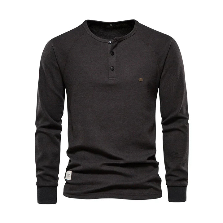 Hector | Men's Long Sleeve Henley Shirt Button Neck Casual Top