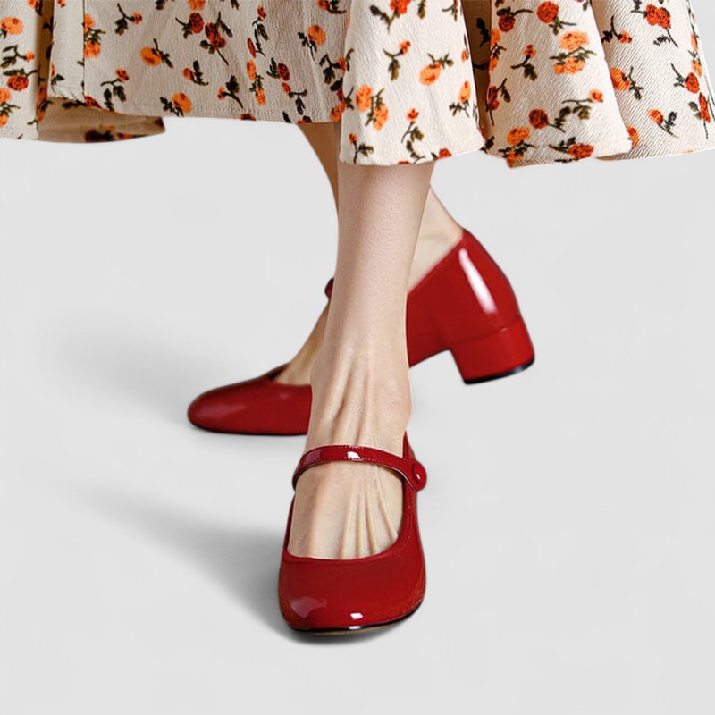 Eva | Women's Low Block Heel Mary Jane Shoes Buckle Strap Closed Toe