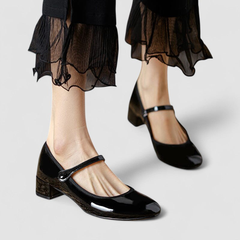 Eva | Women's Low Block Heel Mary Jane Shoes Buckle Strap Closed Toe