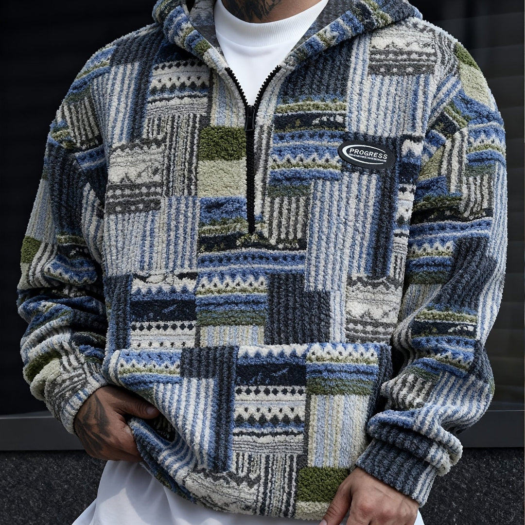 Desmond | Men's Half-Zip Textured Knit Jumper Plush Feel Zip Collar