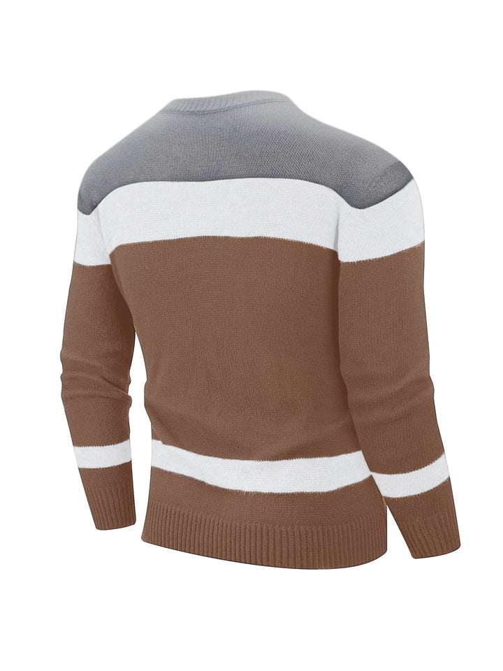 Ethan | Men's Colour Block Knitted Jumper Crew Neck