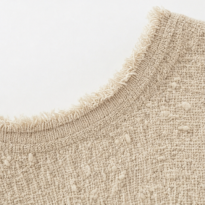 Mila | Women's Chunky Knit Henley Jumper Marl Texture Dropped Shoulder