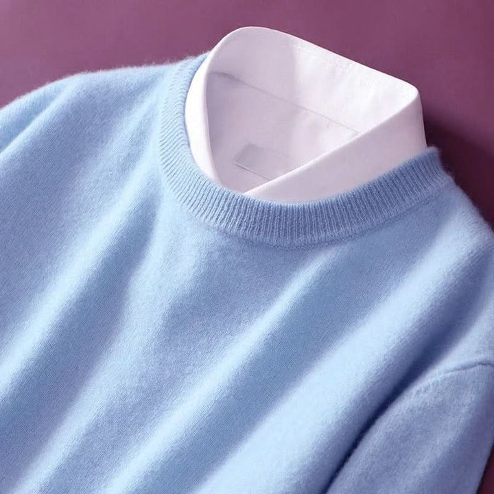 Elian | Men's Cashmere Fine Knit Jumper Ribbed Trims
