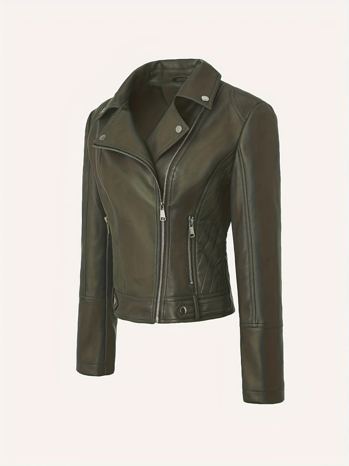 Mabel | Sculpted Zip-Front Biker Jacket