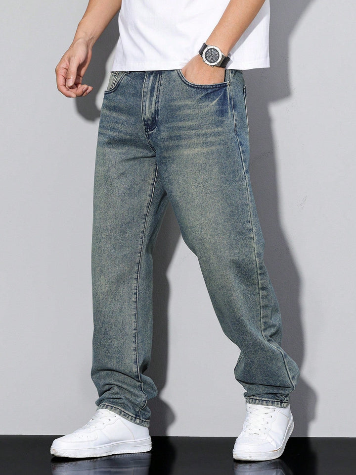 Daan | Men's Straight Leg Jeans Loose Fit Button and Zip Fly