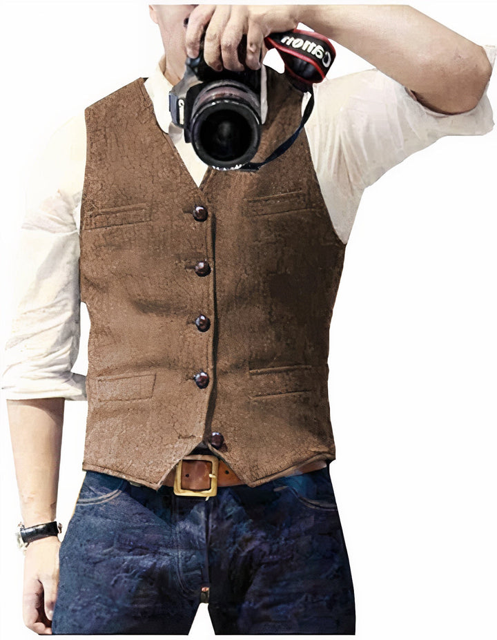 Daan | Men's Button-Front Waistcoat Classic Sleeveless Layering Piece