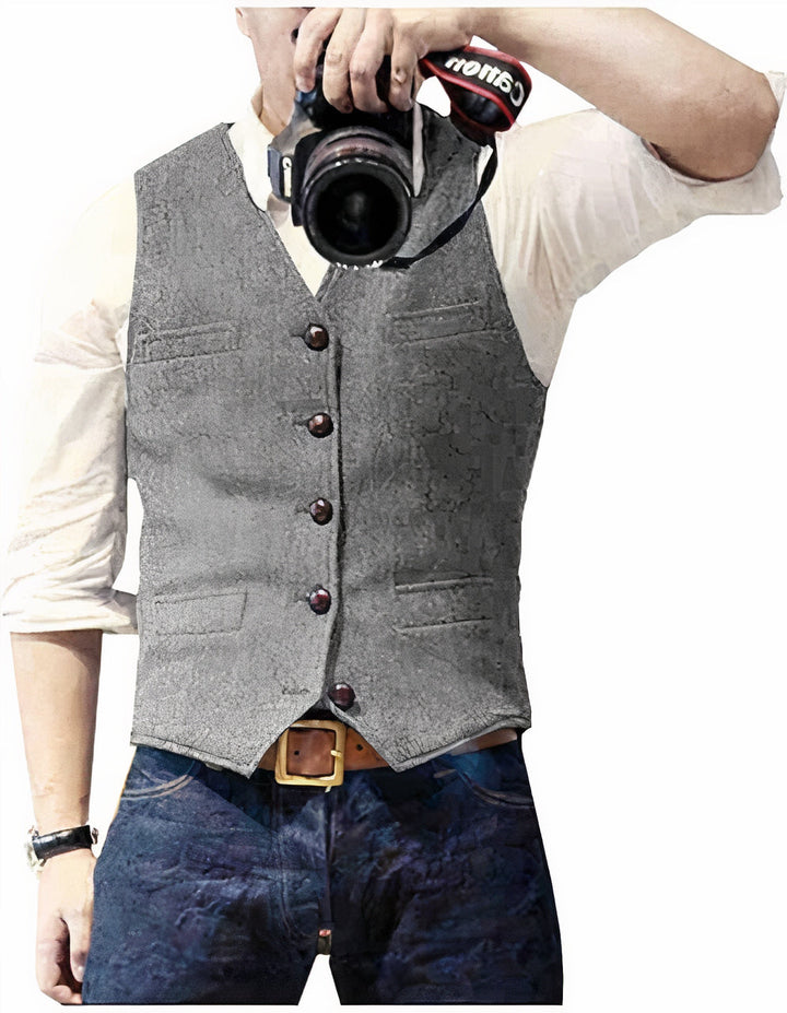 Daan | Men's Button-Front Waistcoat Classic Sleeveless Layering Piece