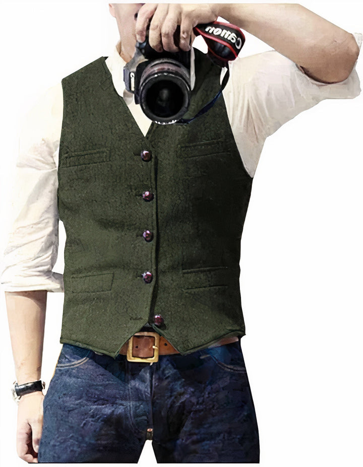 Daan | Men's Button-Front Waistcoat Classic Sleeveless Layering Piece