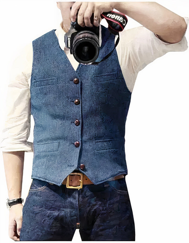 Daan | Men's Button-Front Waistcoat Classic Sleeveless Layering Piece
