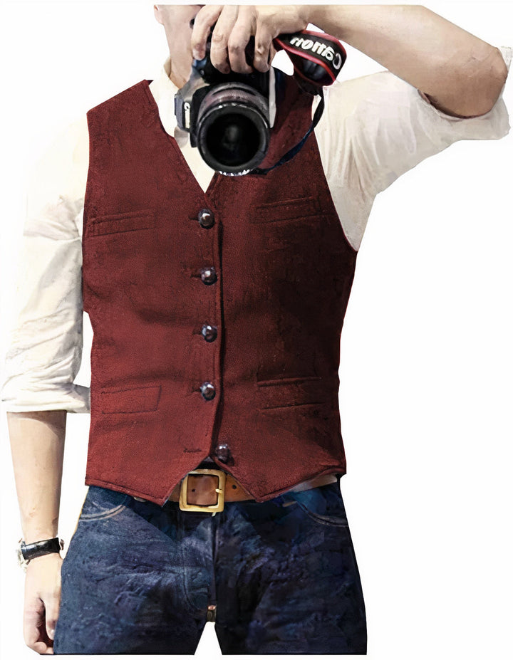 Daan | Men's Button-Front Waistcoat Classic Sleeveless Layering Piece