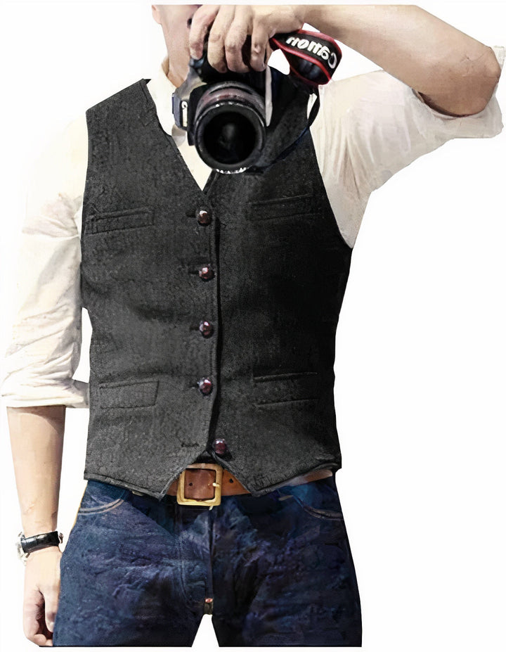 Daan | Men's Button-Front Waistcoat Classic Sleeveless Layering Piece