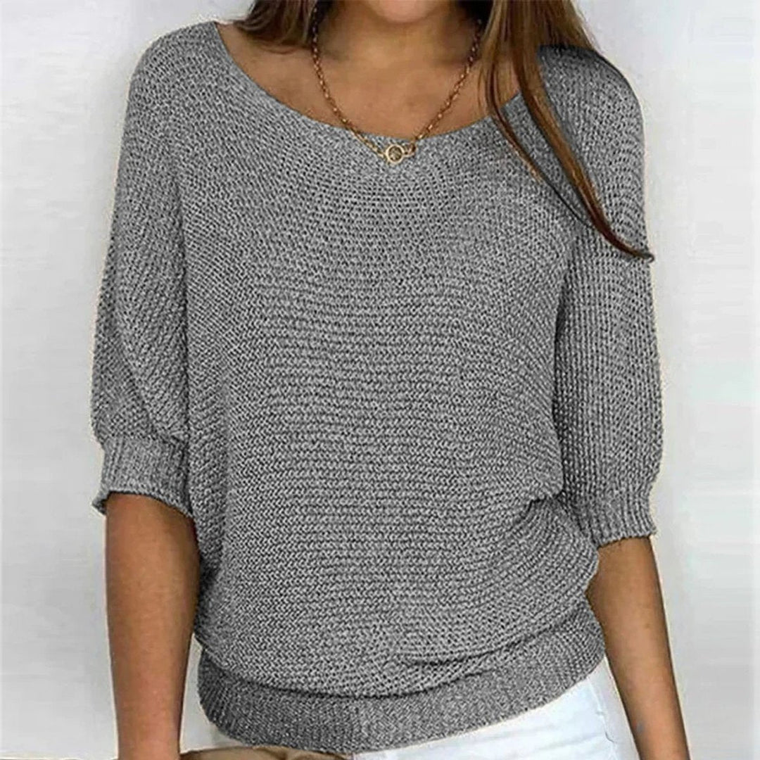 Charlotte | Women's Chunky Knit Jumper Round Neck Half Sleeves Loose Fit