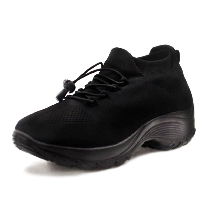 Lena | Women's Platform Trainers Lace-Up Knit Upper Cushioned Sole