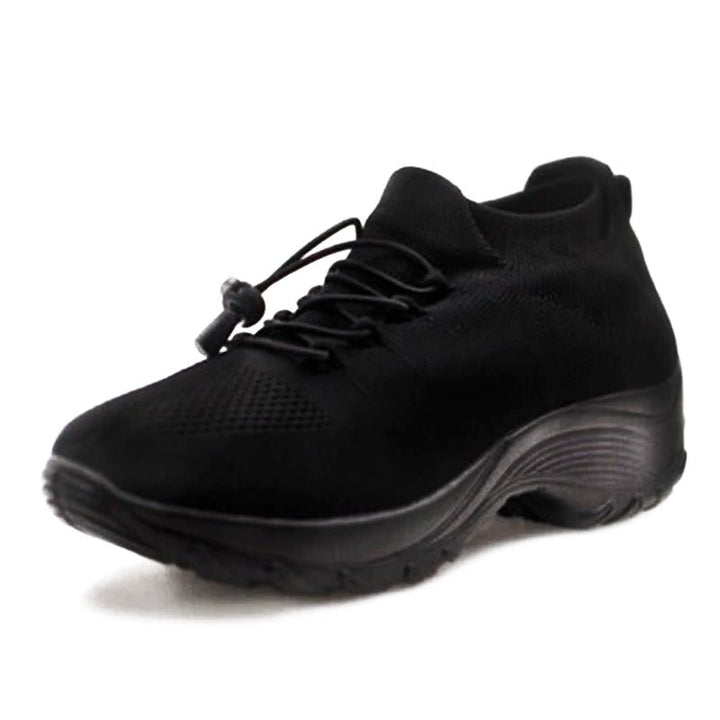 Lena | Women's Platform Trainers Lace-Up Knit Upper Cushioned Sole