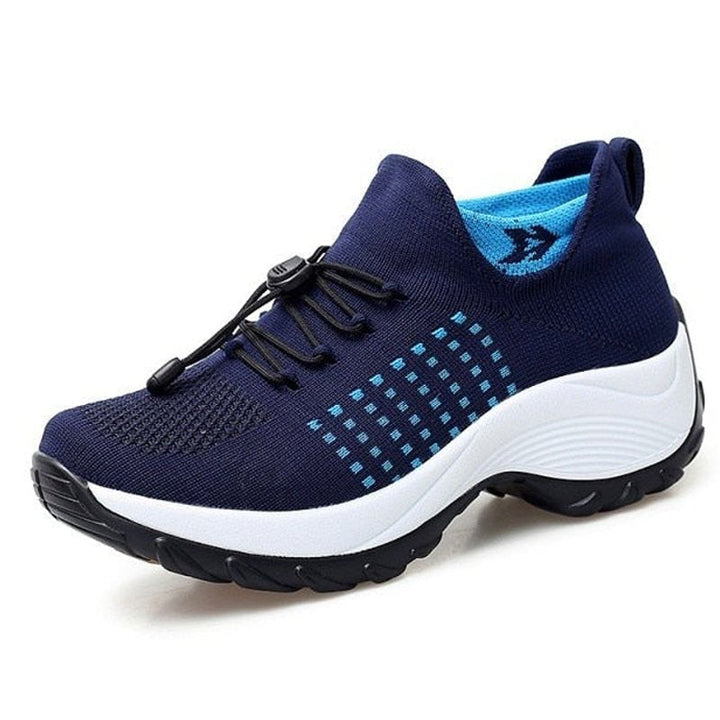 Lena | Women's Platform Trainers Lace-Up Knit Upper Cushioned Sole