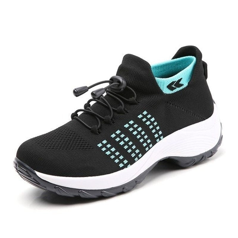 Lena | Women's Platform Trainers Lace-Up Knit Upper Cushioned Sole
