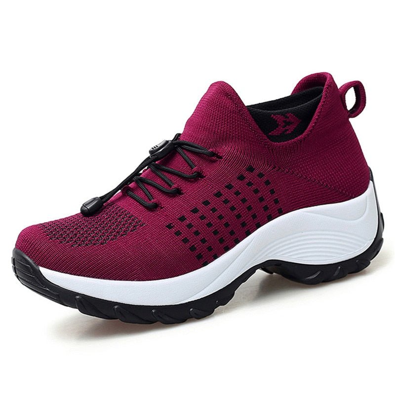 Lena | Women's Platform Trainers Lace-Up Knit Upper Cushioned Sole
