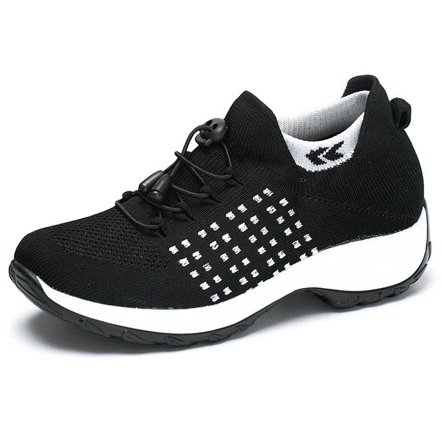 Lena | Women's Platform Trainers Lace-Up Knit Upper Cushioned Sole