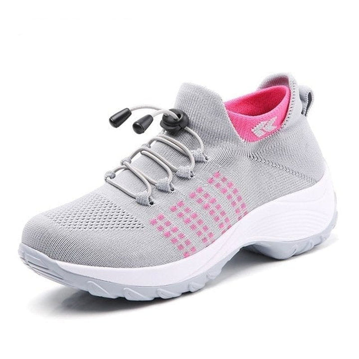 Lena | Women's Platform Trainers Lace-Up Knit Upper Cushioned Sole