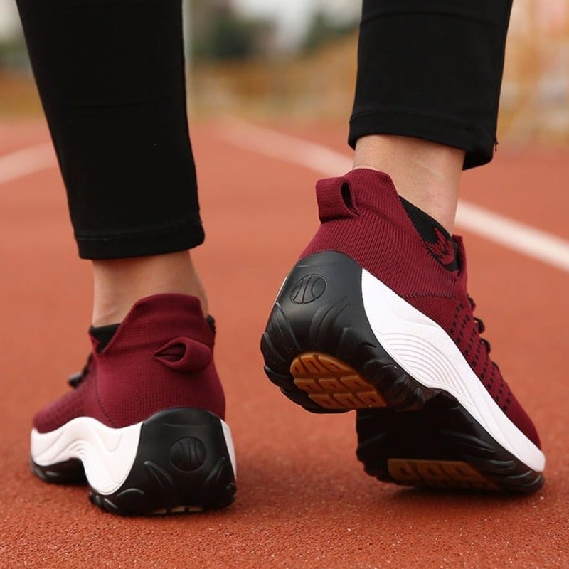 Lena | Women's Platform Trainers Lace-Up Knit Upper Cushioned Sole