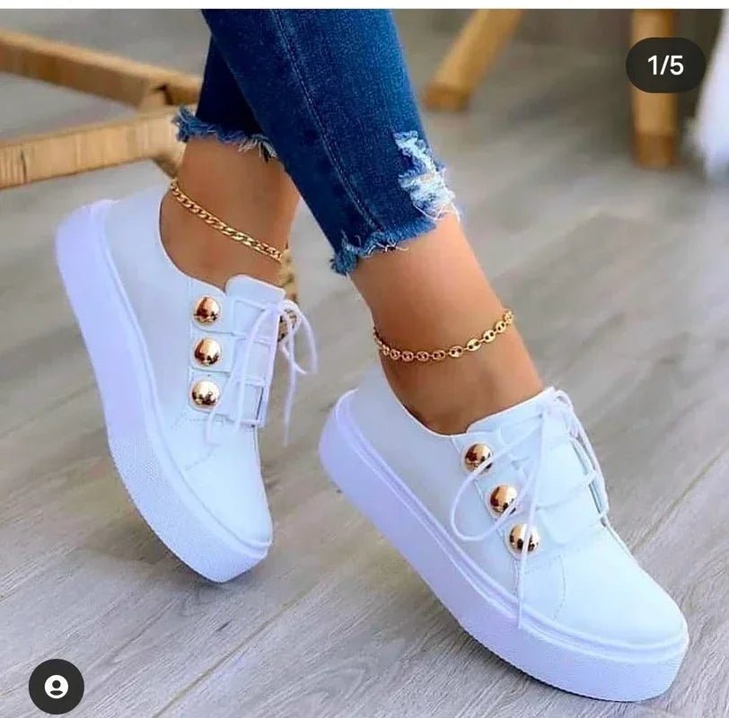 Clara | Women's Lace-Up Platform Trainers Studded Toe Non-Slip Sole