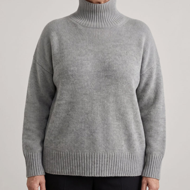 Greta | Women's Pure Cashmere Roll Neck Jumper Oversized Ribbed Cuffs