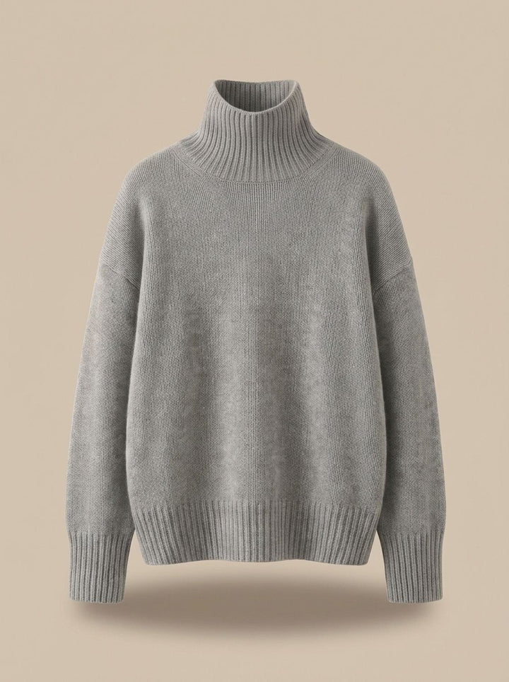 Greta | Women's Pure Cashmere Roll Neck Jumper Oversized Ribbed Cuffs