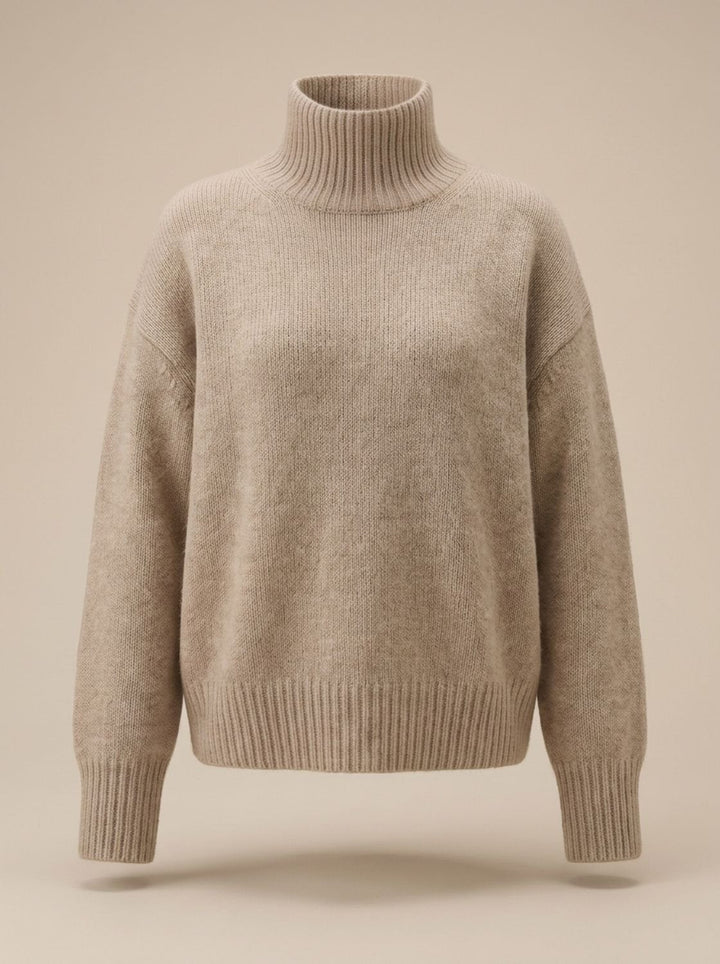 Greta | Women's Pure Cashmere Roll Neck Jumper Oversized Ribbed Cuffs