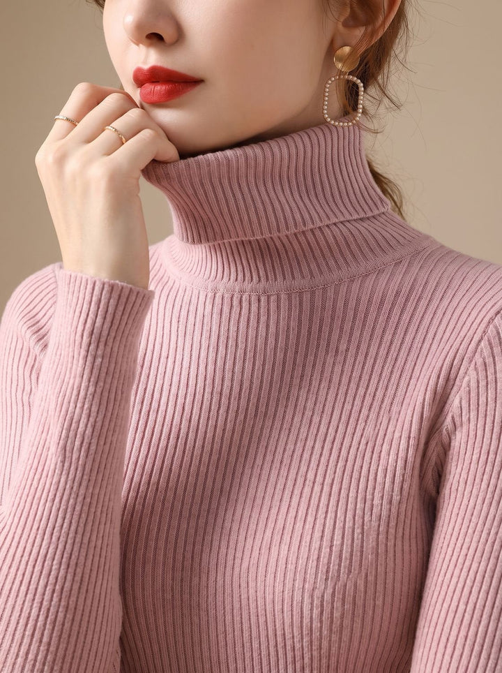 Leonie | Women's Ribbed Roll Neck Jumper Slim Fit Long Sleeve One Size