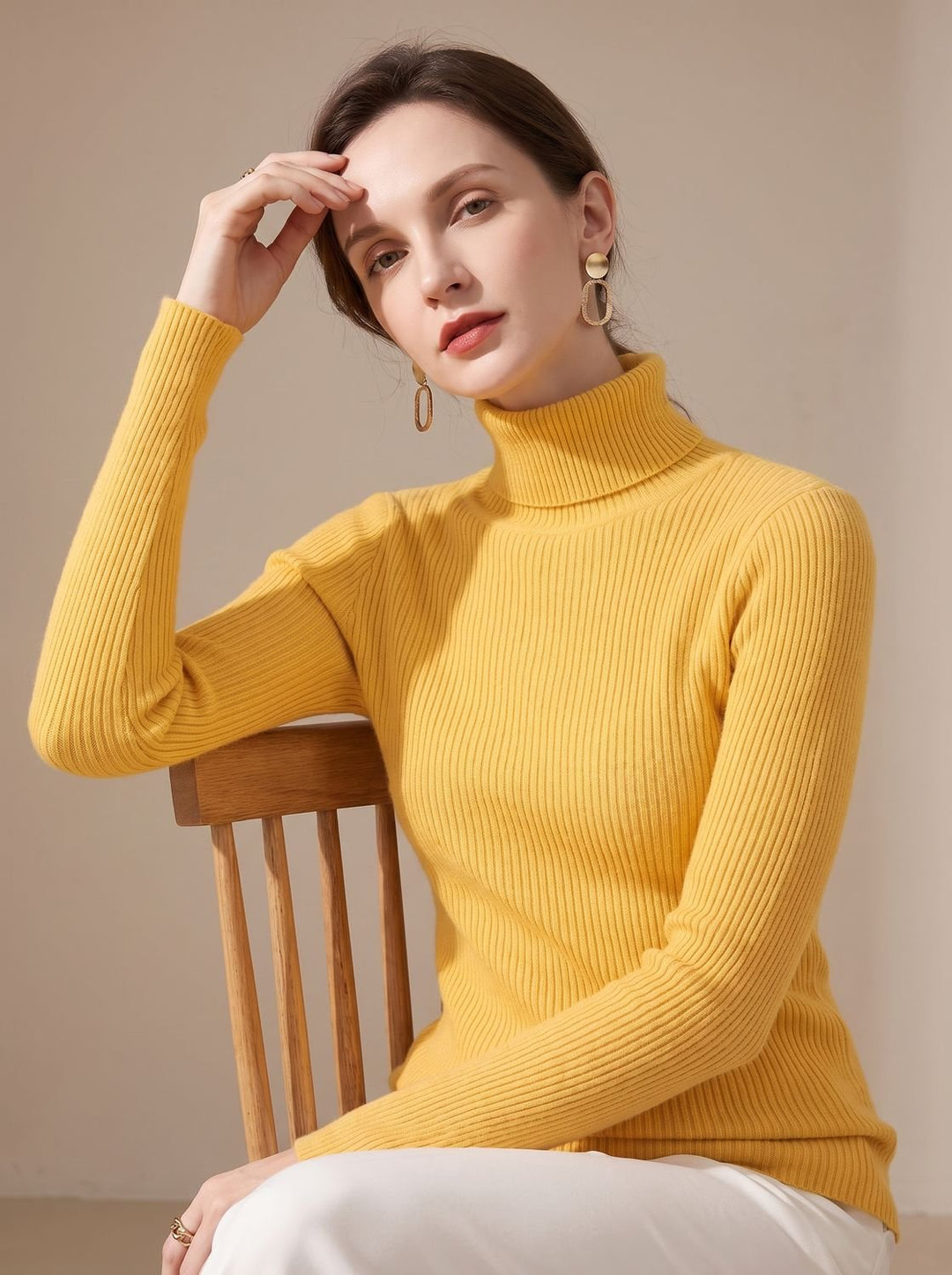 Leonie | Women's Ribbed Roll Neck Jumper Slim Fit Long Sleeve One Size